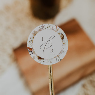 Autumn Wildflower Beige Monogram Envelope Seal