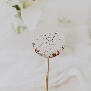 Autumn Wildflower Beige Wedding`Envelope Seals