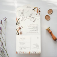Autumn Wildflower Beige Wedding Of Seal and Send