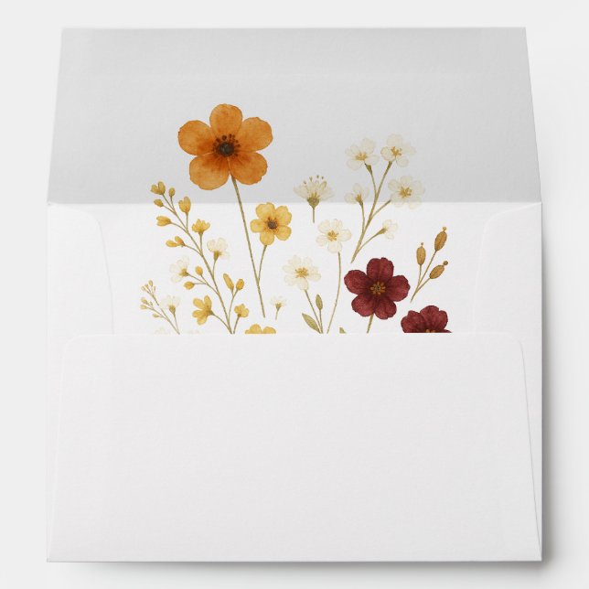 Autumn Wildflower Boho Elegant Wedding  Envelope (Back (Bottom))
