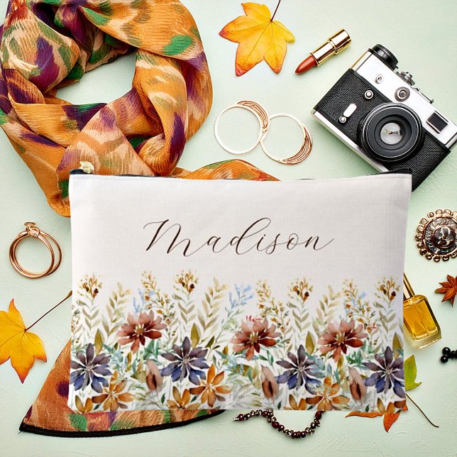 Autumn wildflower border personalised accessory pouch (Creator Uploaded)