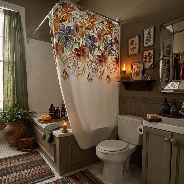 Autumn wildflower border shower curtain (Creator Uploaded)
