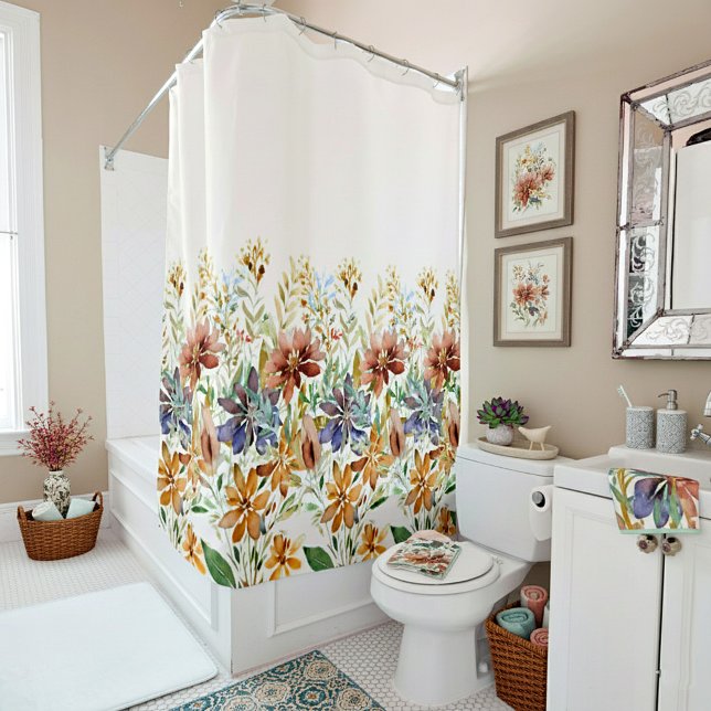 Autumn wildflower border shower curtain (Creator Uploaded)