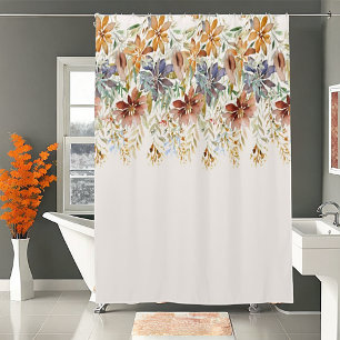 Autumn wildflower border shower curtain