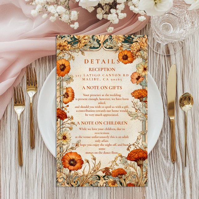 Autumn Wildflower Botanical Wedding Enclosure Card (Creator Uploaded)