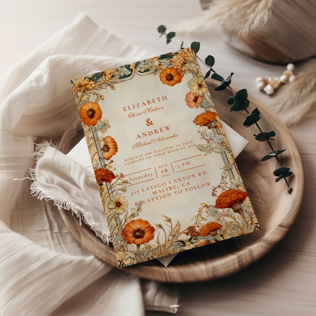 Autumn Wildflower Botanical Wedding Invitation (Creator Uploaded)
