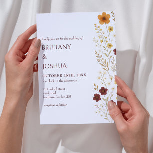Autumn Wildflower Elegant Boho Wedding Invitation