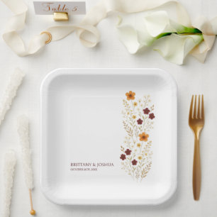 Autumn Wildflower Elegant Boho Wedding Paper Plate