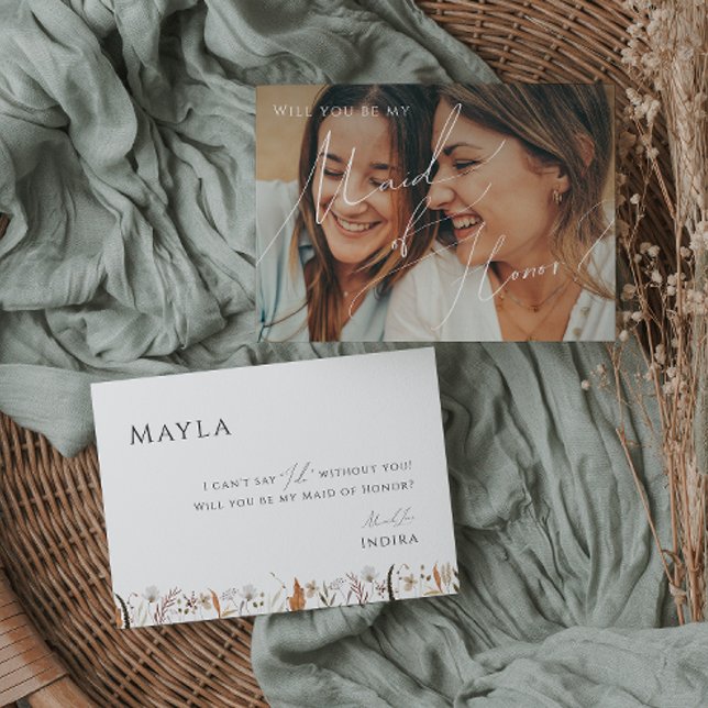 Autumn Wildflower | Faded Photo Maid of Honour Car Invitation (Creator Uploaded)