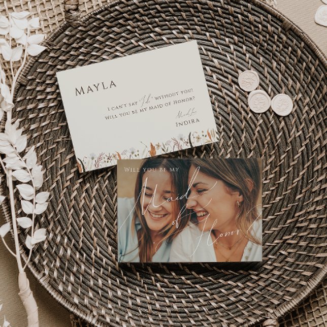 Autumn Wildflower | Faded Photo Maid of Honour Car Invitation (Creator Uploaded)