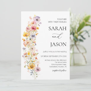 Autumn wildflower fall floral Modern boho wedding Invitation