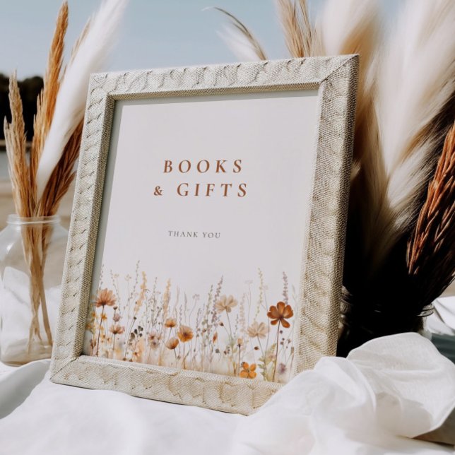 Autumn Wildflower Field Baby Shower Books Gifts Poster (Creator Uploaded)