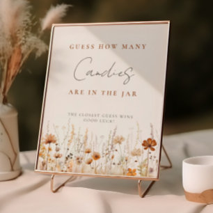 Autumn Wildflower Field Baby Shower Guessing Game Poster