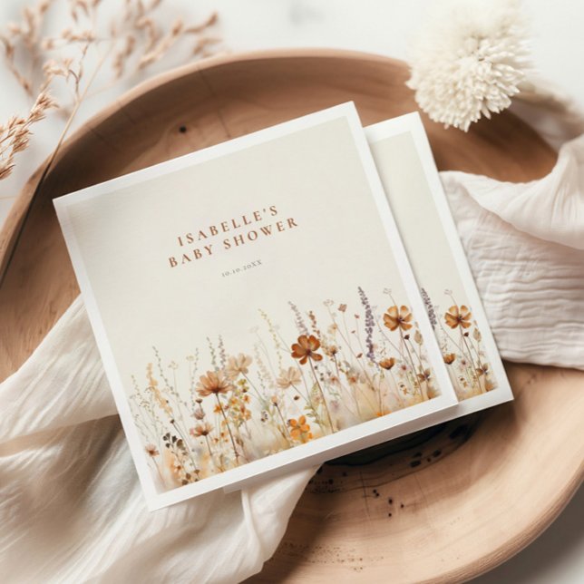Autumn Wildflower Field Baby Shower Napkin (Creator Uploaded)