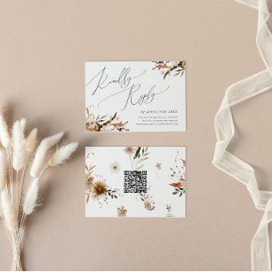 Autumn Wildflower Horizontal QR Code RSVP Card