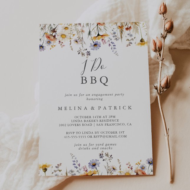 Autumn Wildflower I Do BBQ Engagement Party Invitation (Creator Uploaded)