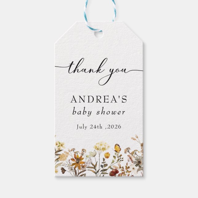 Autumn Wildflower | Shower Favour Gift Tags (Front)