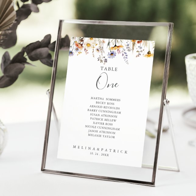 Autumn Wildflower Table Number 1 Seating Chart (Creator Uploaded)
