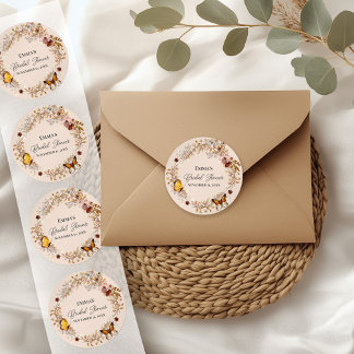 Autumn Wildflower Watercolor Bridal Shower Sticker