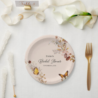 Autumn Wildflower Watercolor Paper Plate