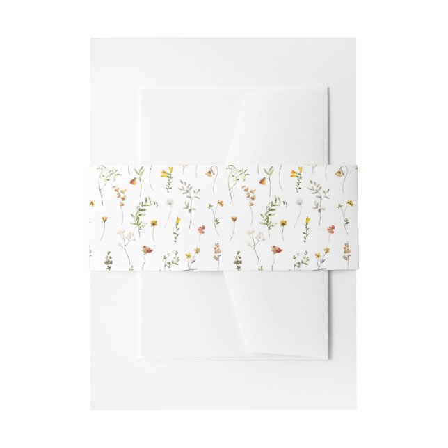 Autumn Wildflower Wedding Invitation Belly Band (Front Example)