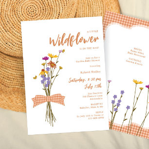 Autumn Wildflowers Bouquet Gingham Baby Shower Invitation