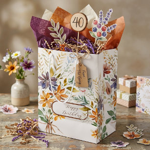 Autumn wildflowers custom medium gift bag