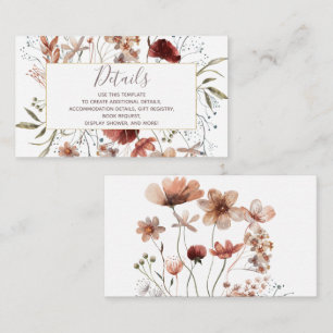 Autumn Wildflowers Details Baby Shower Insert Card