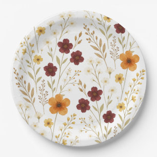 Autumn Wildflowers Elegant Paper Plate