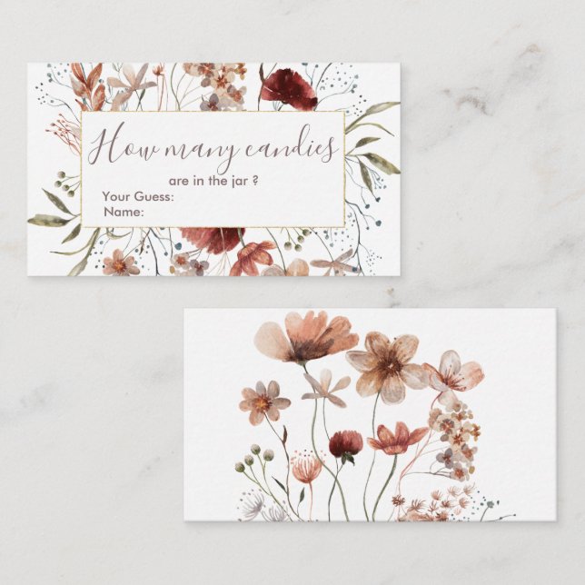 Autumn Wildflowers Guess How Many Candies Enclosure Card (Front/Back)