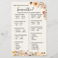 Autumn Wildflowers How Well Do You Know Bride Game