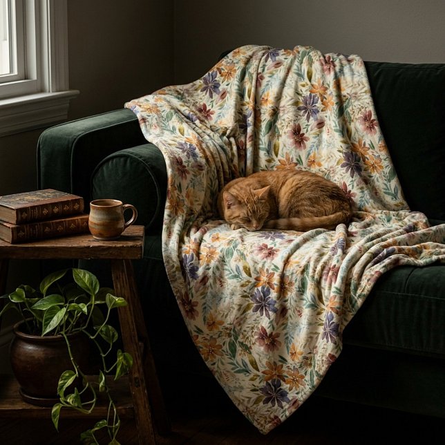 Autumn wildflowers pattern fleece blanket (Creator Uploaded)