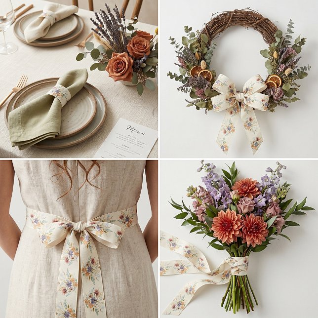 Autumn wildflowers pattern satin ribbon (Creator Uploaded)