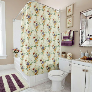Autumn wildflowers pattern shower curtain