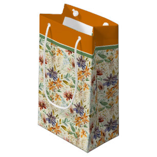 Autumn wildflowers pattern small gift bag