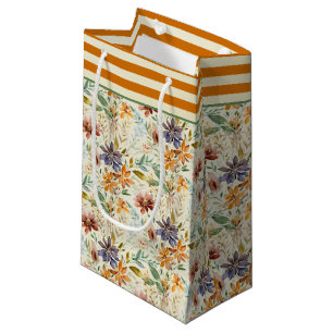 Autumn wildflowers pattern small gift bag