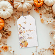 Autumn Wildflowers Pumpkin Baby Shower Thank You