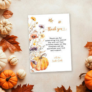 Autumn Wildflowers Pumpkin Thank You Card