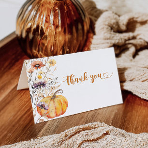 Autumn Wildflowers Pumpkin Thank You Card