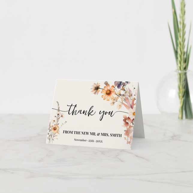 Autumn Wildflowers Thank You Card Folded (Front)