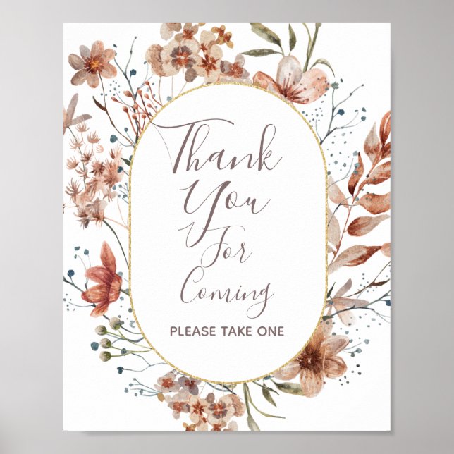 Autumn Wildflowers Thank you for coming Favour Sig Poster (Front)