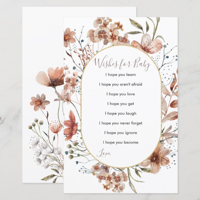 Autumn Wildflowers Watercolor Wishes for Baby Card (Front/Back)