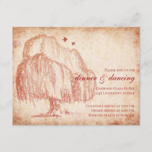 Autumn Willow Tree Wedding Reception Card