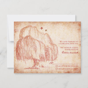 Autumn Willow Tree Wedding Reply Card