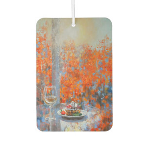 Autumn Window with Wine and Dessert Car Air Freshener