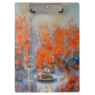 Autumn Window with Wine and Dessert Clipboard