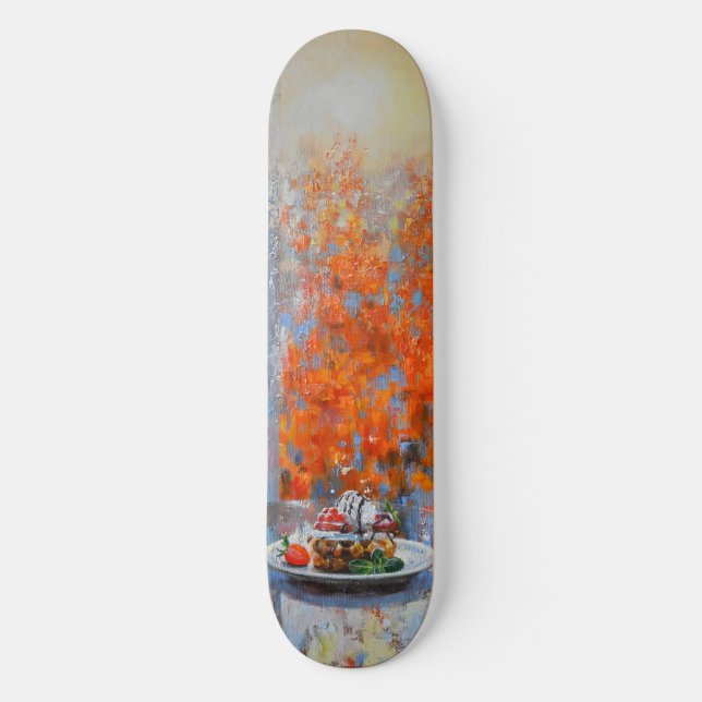 Autumn Window with Wine and Dessert Skateboard (Front)
