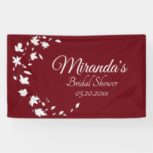 Autumn Wine & White Floral Bridal Shower Banner