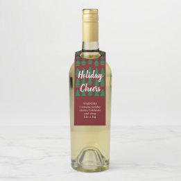 Autumn Winter Rustic Red Funny Holiday Cheers Bottle Tag