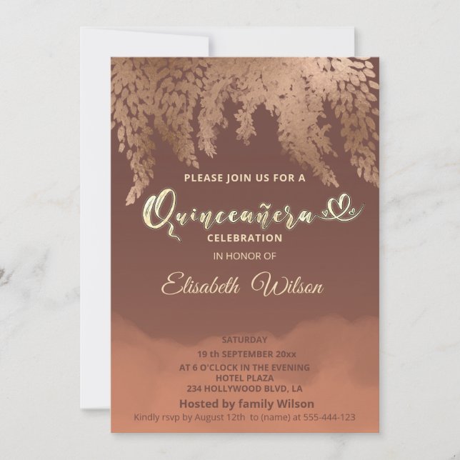 Autumn wisteria  cinnamon cantaloupe watercolor invitation (Front)